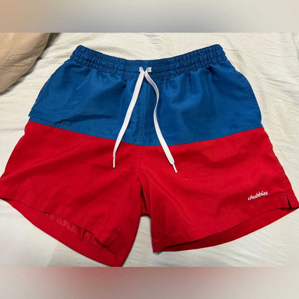 Chubbies Red and Blue Swim Shorts